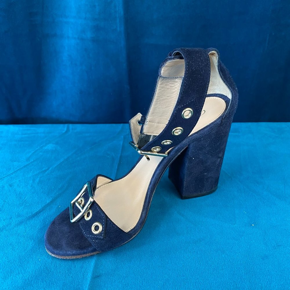 Gianvito Rossi Blue Hayes Buckle Suede Sandal ONE - Picture 5 of 8